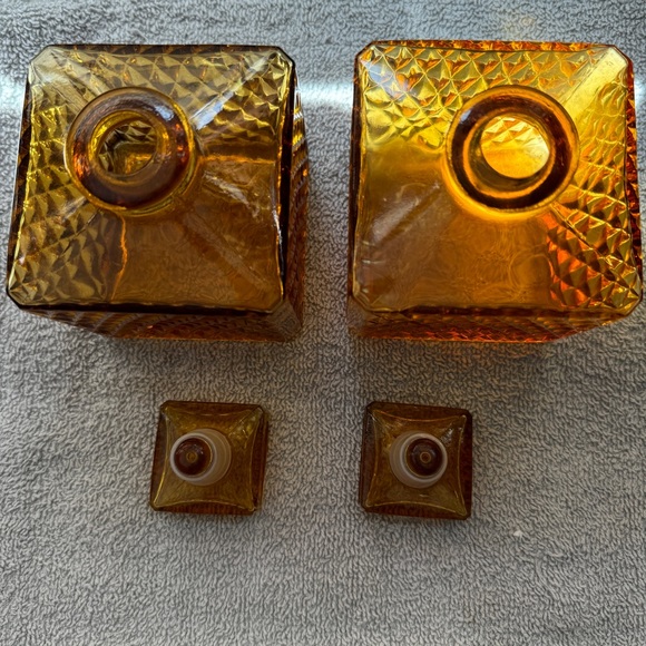 Vintage Amber Gold Glass | Made in Japan | 1 set (2 pieces) - Picture 4 of 6